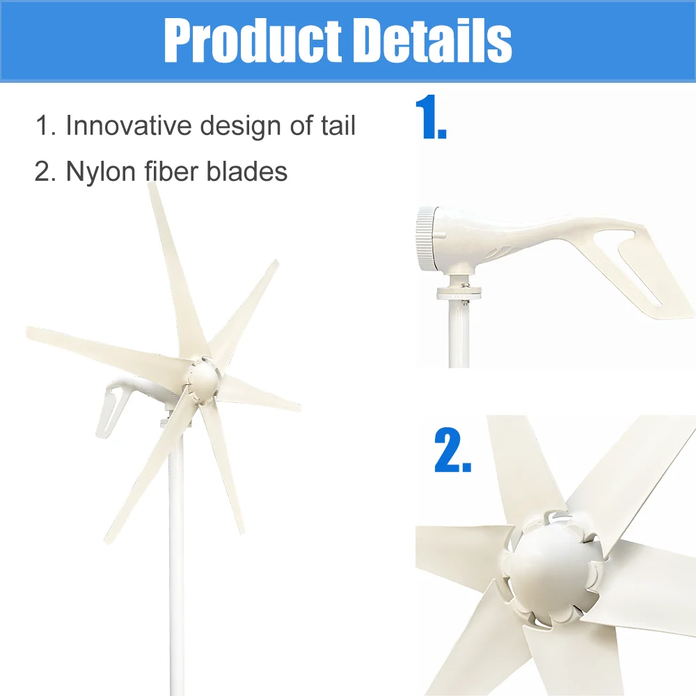 Imagem -03 - Gerador de Turbina Eólica com Controlador Mppt Gerador de Energia de Turbina de Água Energia Livre Sistema Doméstico 1000w 800w 12v 24v 48v