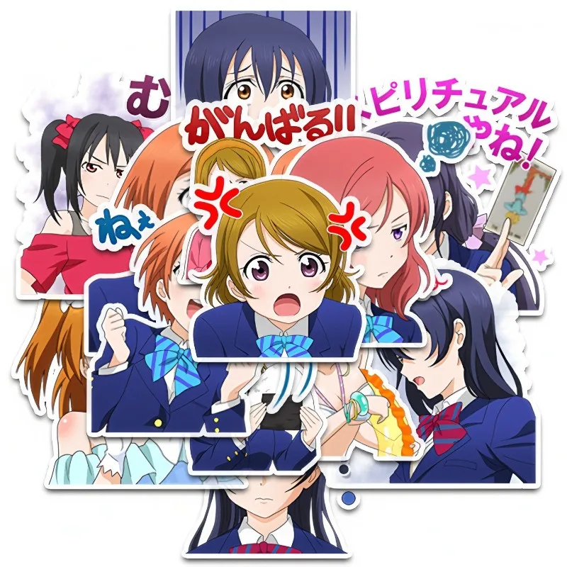 بضائع Love Live Anime، ملصقات مخططة لطيفة على شكل رسوم متحركة ثنائية الأبعاد، ملصقات وألعاب تزيين خربش يمكنك صنعها بنفسك #2