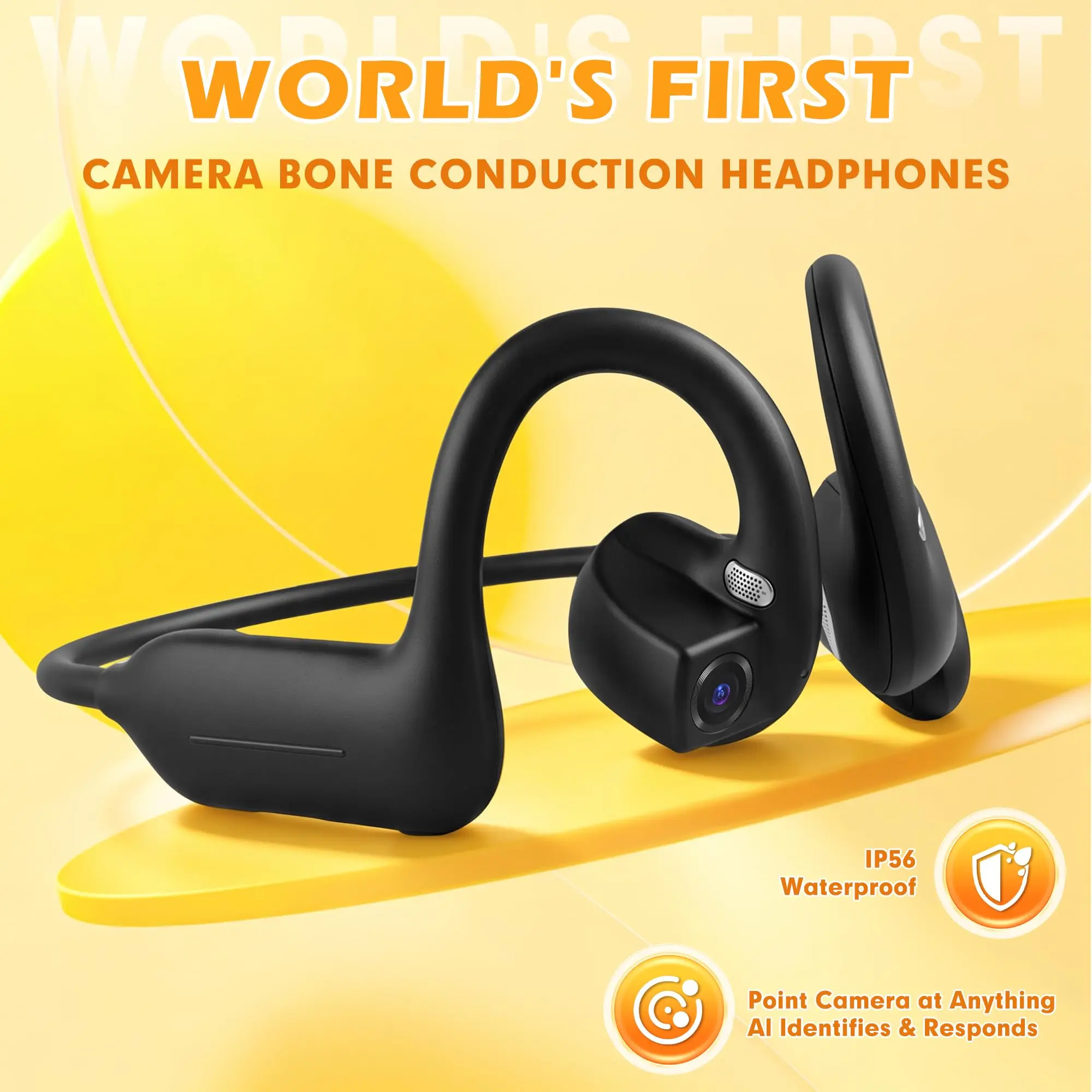 E12 Ear Hook Bone Conduction Headphones Open Ear Sports Earbuds with AI Translator HD Camera for Running Cycling Vlog Shooting view 4