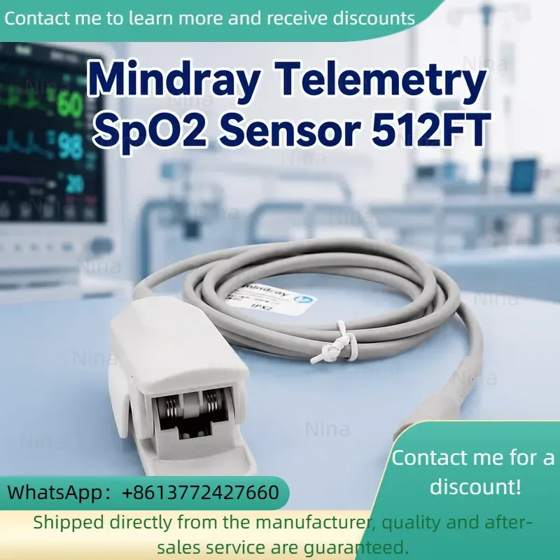 Mindray TMS30 Telemetry SpO2 Sensor 512FT Reusable Adult Finger Clip Pulse Oximeter Probe with 6-Pin Connector CE
