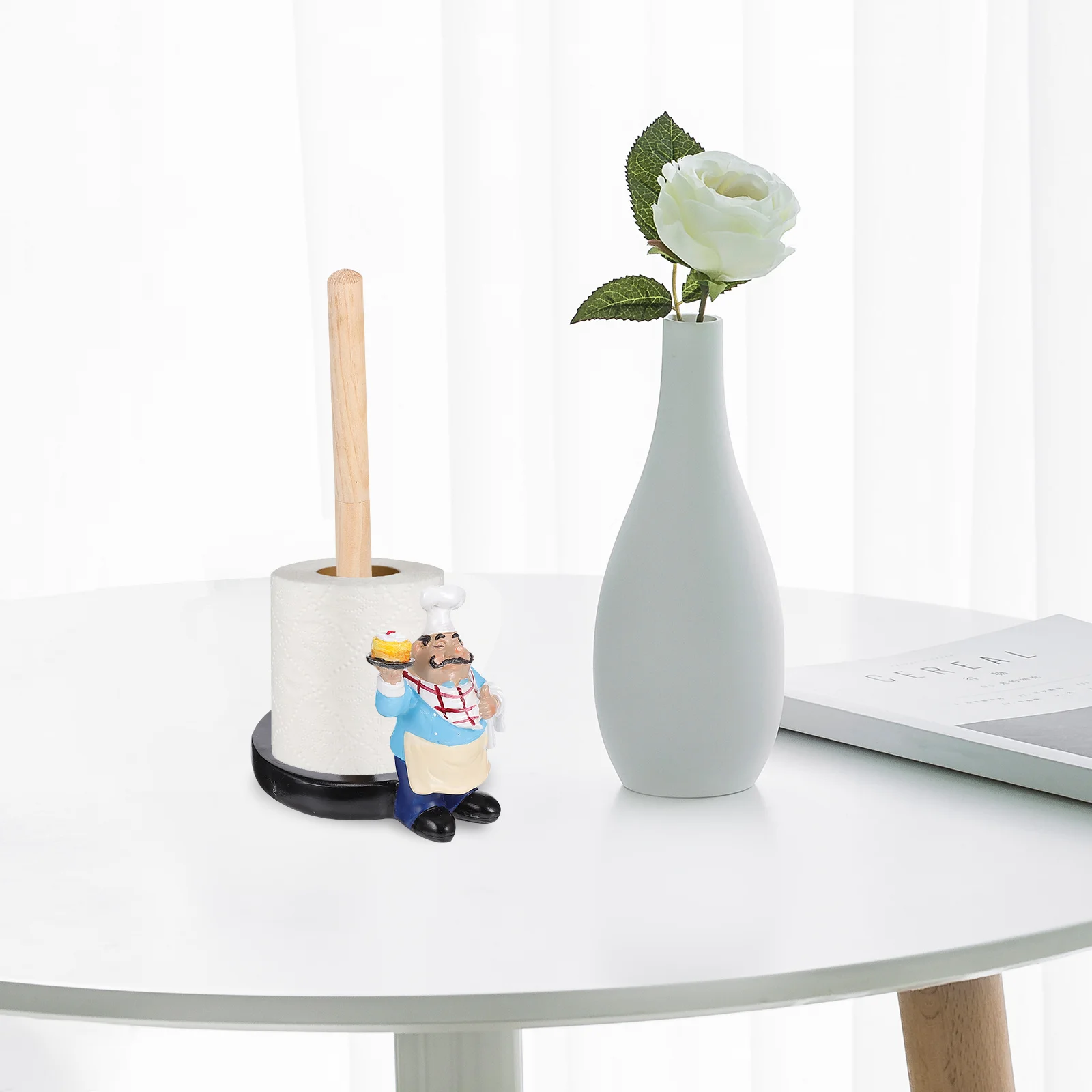 

Paper Towel Holder Chef Shaped Resin Napkin Organizer Cling Film Dispenser Countertop Decor For Kitchen Dining Table Use Tissue