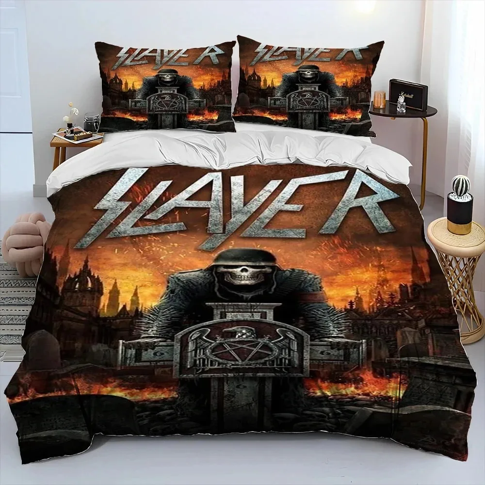 

Slayer Heavy Metal Band Music Comforter Bedding Set,Duvet Cover Bed Set Quilt Cover Pillowcase,King Queen Size Bedding Set Gift