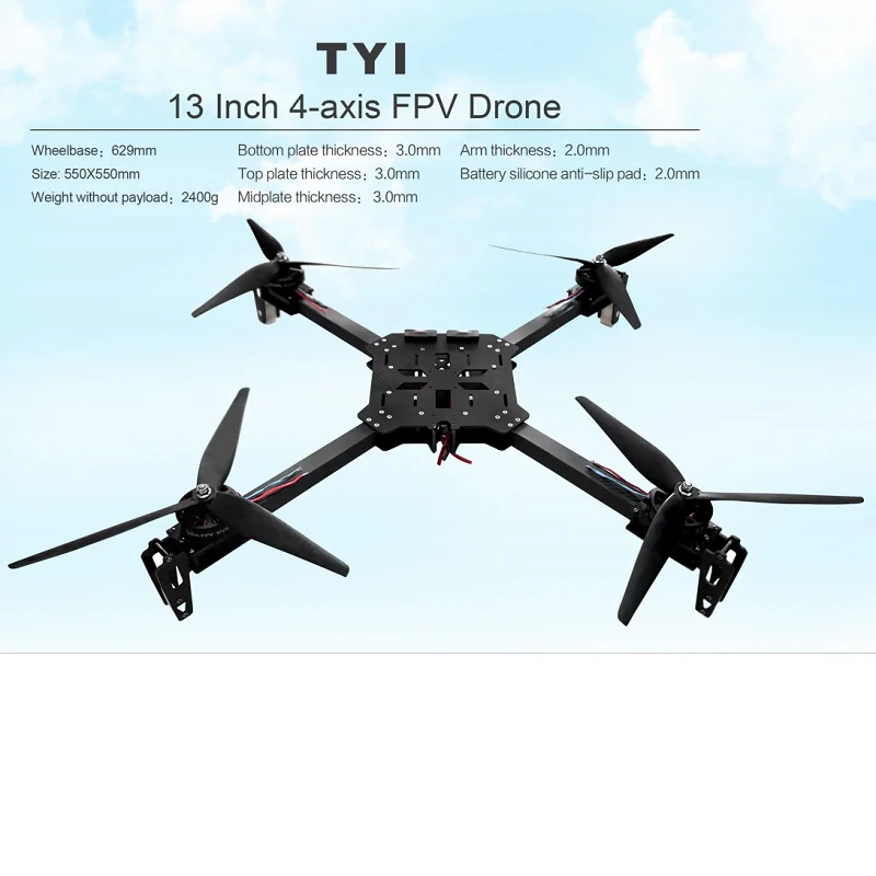 TYI 13 Polegada Drone FPV Kit Profesional Racing Drones Aeronave UAV RC Quadcopter Drone de fibra de carbono com câmera