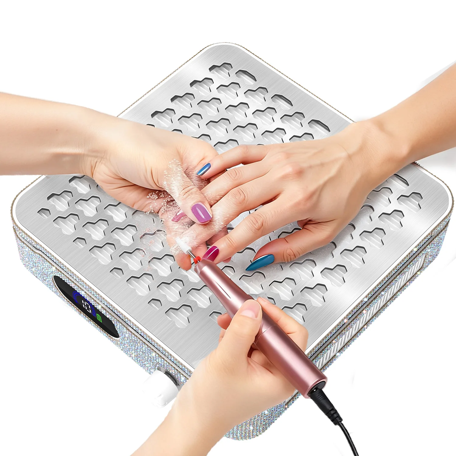 Professional Nail Vacuum Dust Collector Powerful Rechargeable Adjustable Suction Dust Extractor Fan For Acrylic Gel Nails