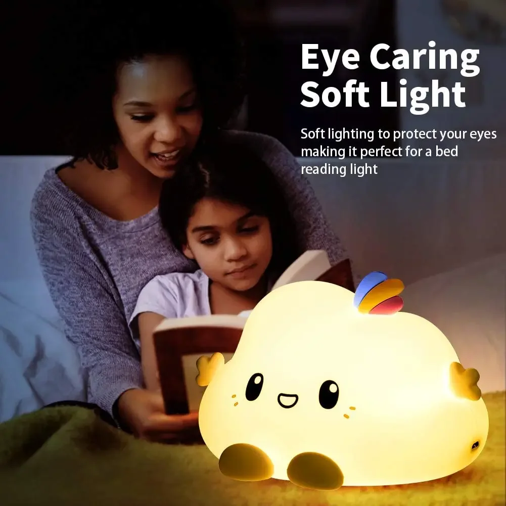 Children\'s Kids Gift Portable USB Rechargeable Battery Powered Cute Little Cloud Soft Silicon LED Night Lamp Light