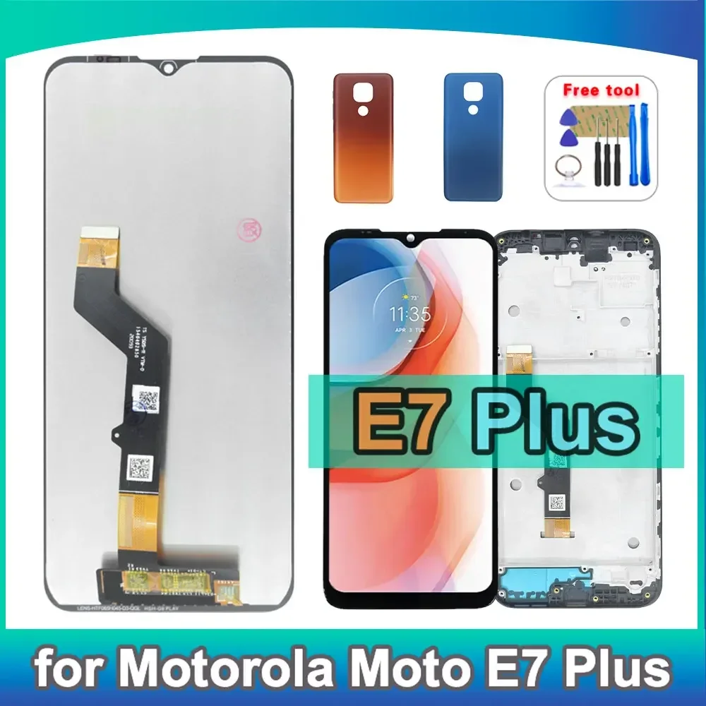 Tela LCD de 6.5 polegadas para Motorola Moto E7 Plus, Display Touch Screen Digitalizador de Substituição com Aro para Motorola Moto E7 Plus