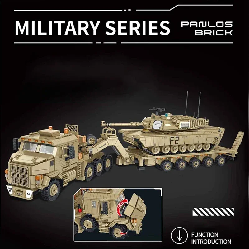 Military PANLOS MOC 628015 M1070 Armored Vehicle Transporter Tank Armored Car Model 3482PCS Building Blocks Brick Puzzle Toys