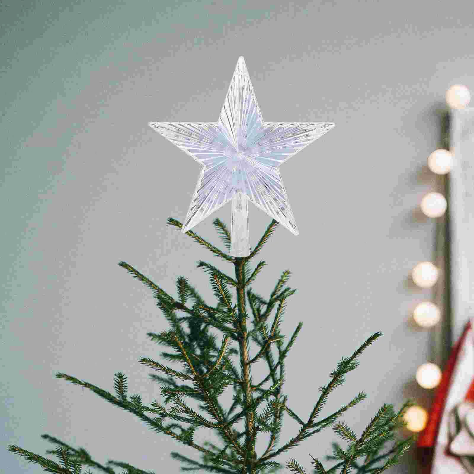Adorno de estrella para árbol de Navidad, adorno de estrella LED para copa de árbol, decoración del hogar con enchufe europeo (blanco cálido)
