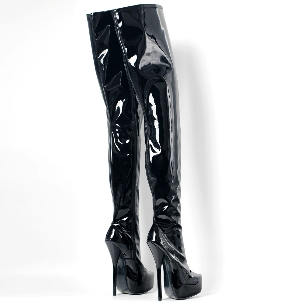 7Inch Sexy Unisex Platform High Stiletto Heels Zip Over Knee Thigh High Boots Size36-46