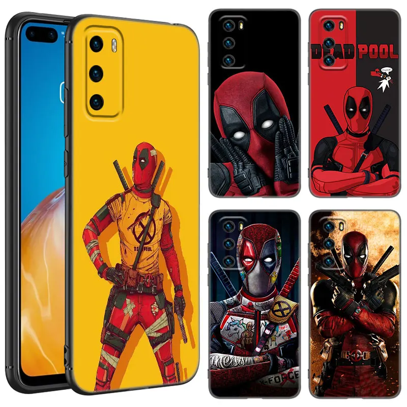 جراب هاتف سوبر هيرو ديدبول لهواوي ، بورا 70 الترا ، P20 ، P30 ، P40 لايت ، P60 ، P50 برو ، P50E ، P سمارت ،