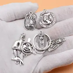 Jewelry Pendants Mysterious Ancient Egypt Series Pharaoh Horus Eye Ankh Cross Scarab Charms Collection Handmade Men 10pcs