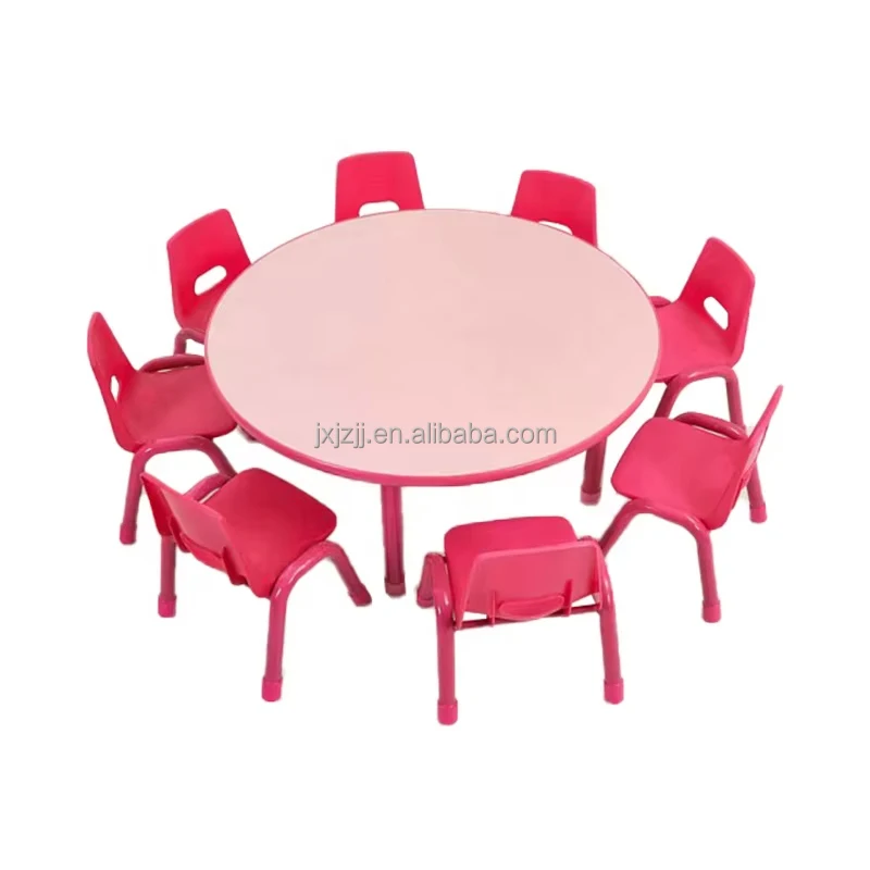 Kids Daycare School Round Shape Preschool Table Kindergarten Furniture Art Classroom Table For Kids With Chairs