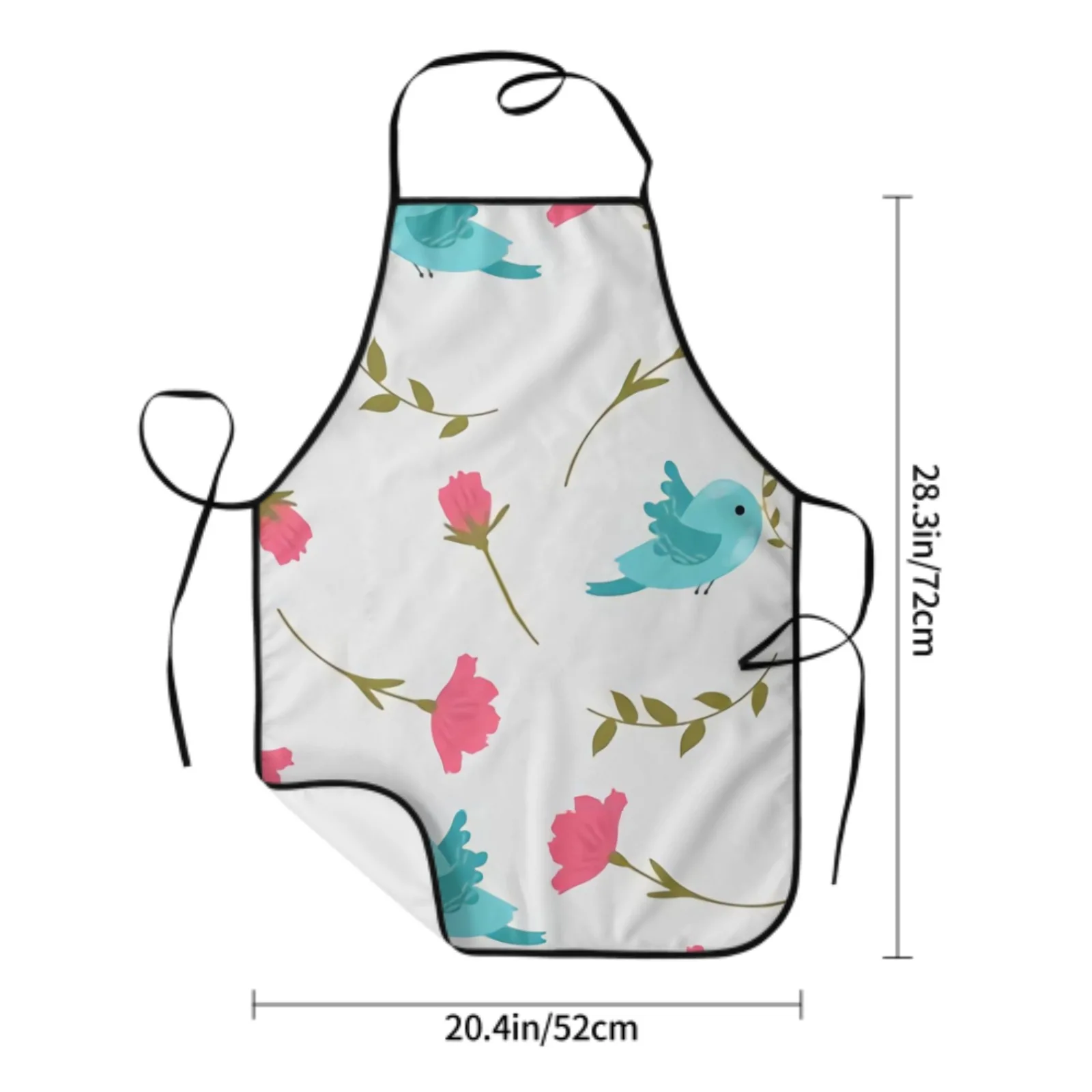 Rad Flower Polyester locking hem Apron Home Cooking Baking Kitchen Blue Bird Apron