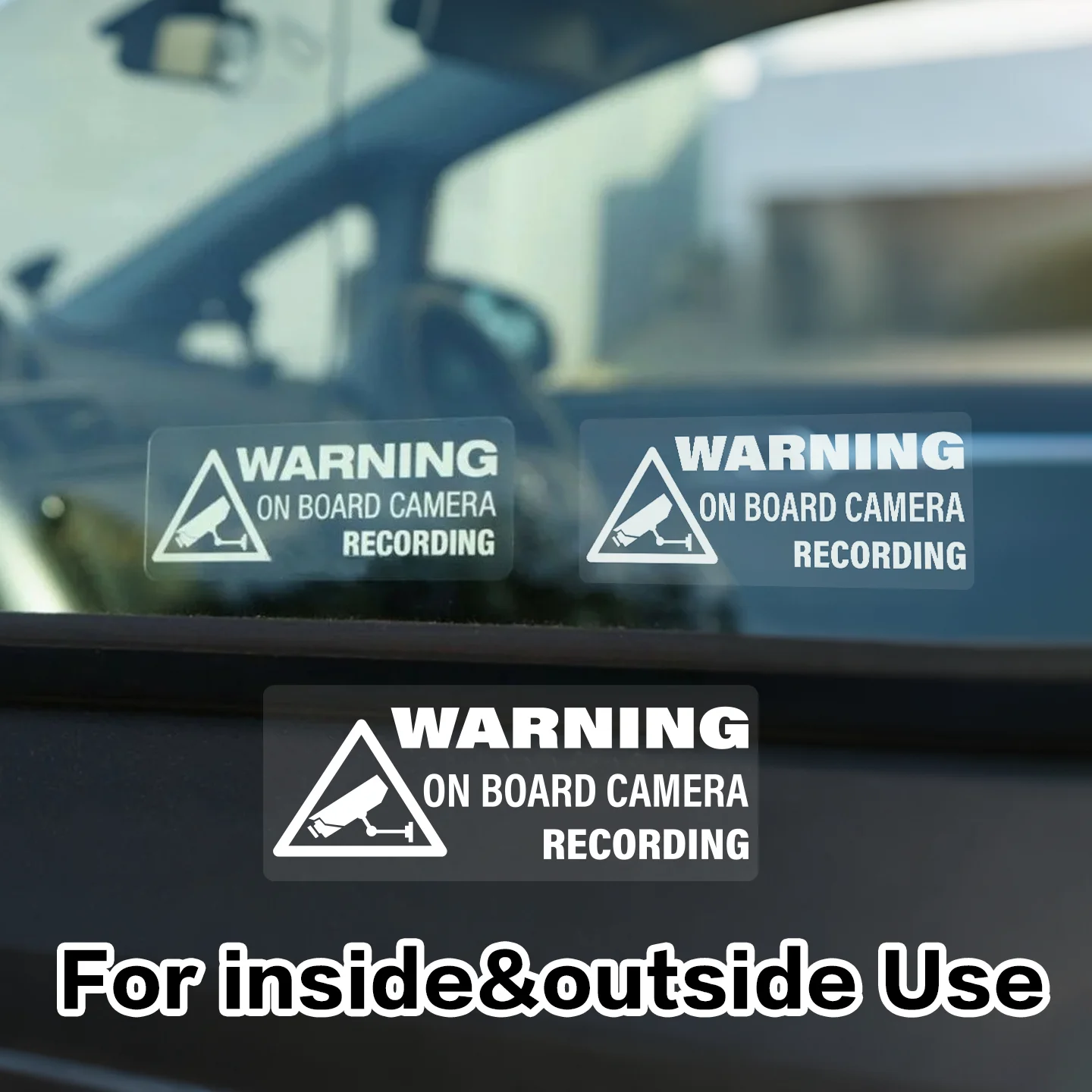 4Pcs Car Camera Recording Warning Stickers Inner Outer Window Pasteable Decals Truck Auto Styling Decor Accessories Gifts