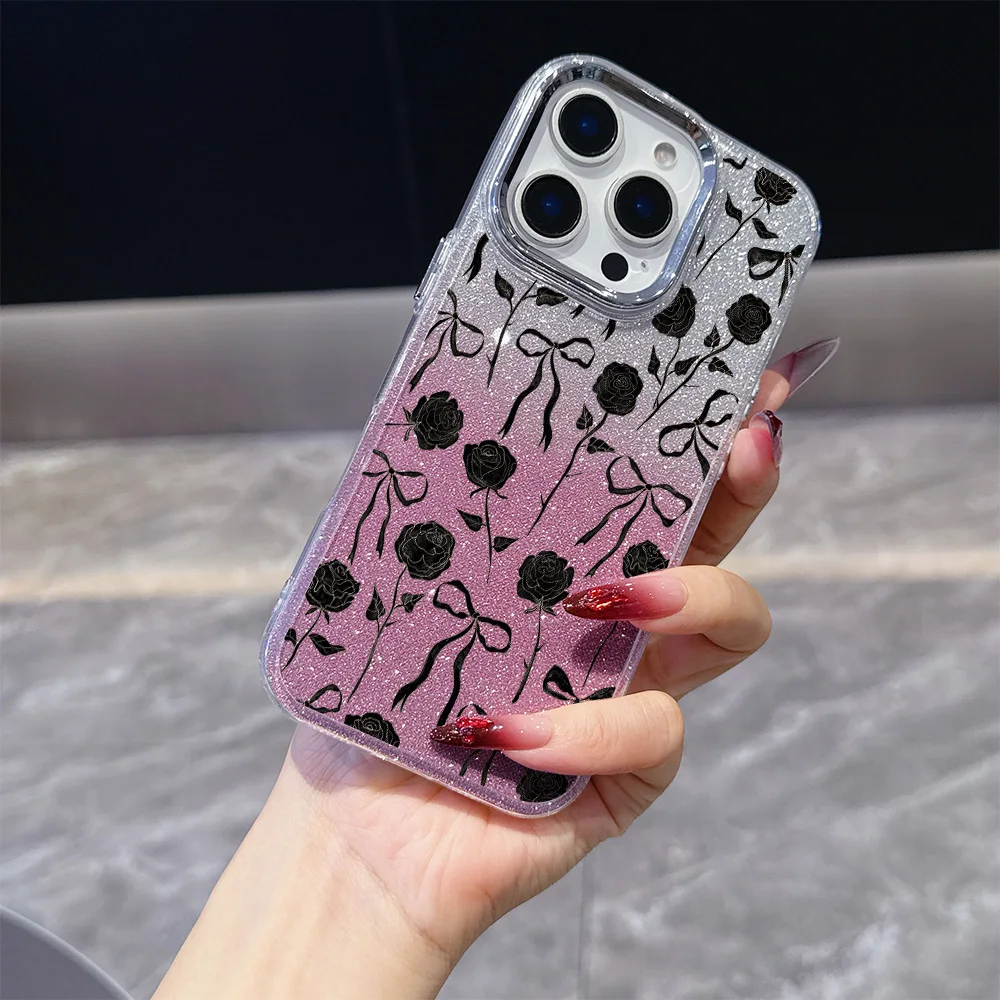 미스티 블랙 로즈 도금 투명 폰 케이스 (비보 Y39 Y29 Y04 Y38 Y28 Y19S Y03 Y78 Y36 Y17S Y100 Y75 Y22S Y02 4G 5G 용)