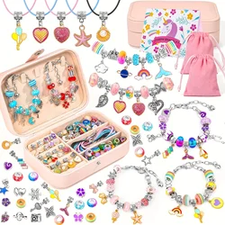 155Pcs Charm Bracelet Making Kit with Medium Size Jewelry Box, DIY Craft Bead Sets Jewelry Making Kit