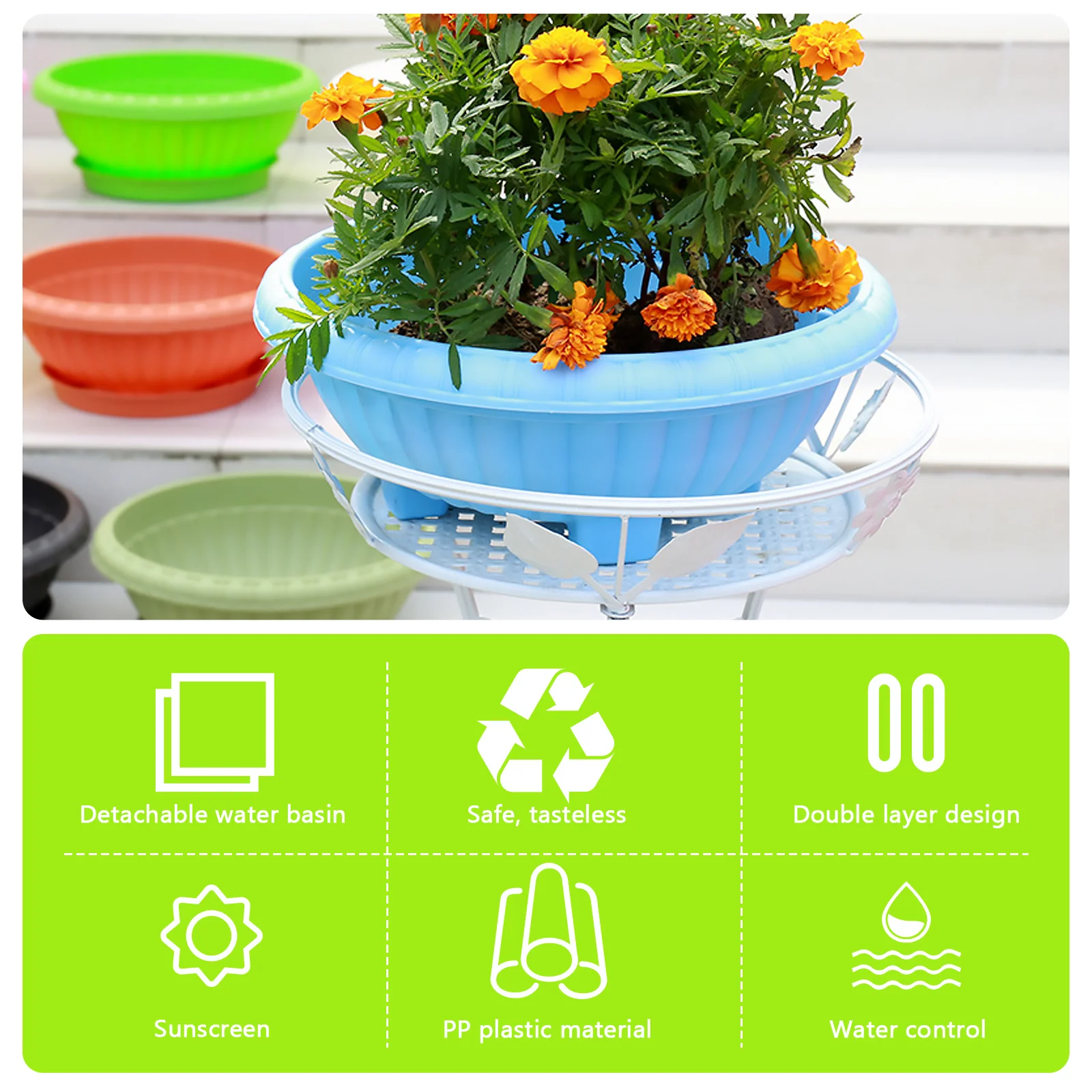 

2Sets Premium Hanging Flowerpot Resin Plastic Planter Sturdy Decorative for Home Garden Office Hanging Flowerpot