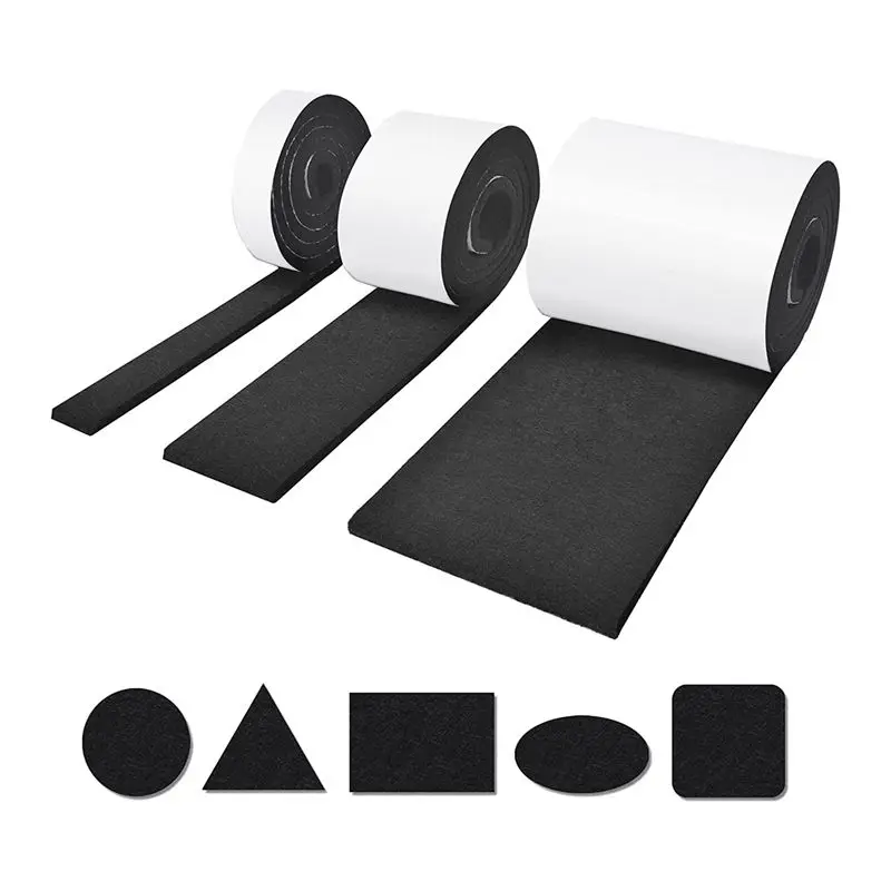 ABGE-Self-Adhesive Felt Gliders,6 Rolls Of Felt Gliders (100 X 10 Cm + 100 X 5 Cm + 100 X 2 Cm),5 Mm Self-Adhesive,For Chairs