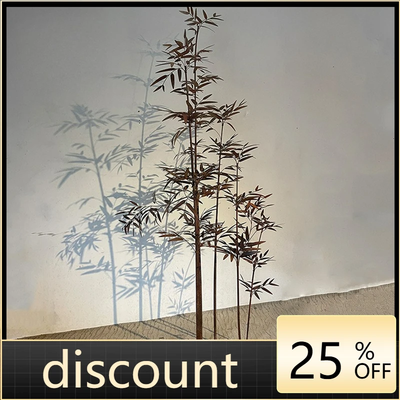 

LTT indoor living room floor ornament new Chinese metal handicraft simulation bamboo leaf decoration