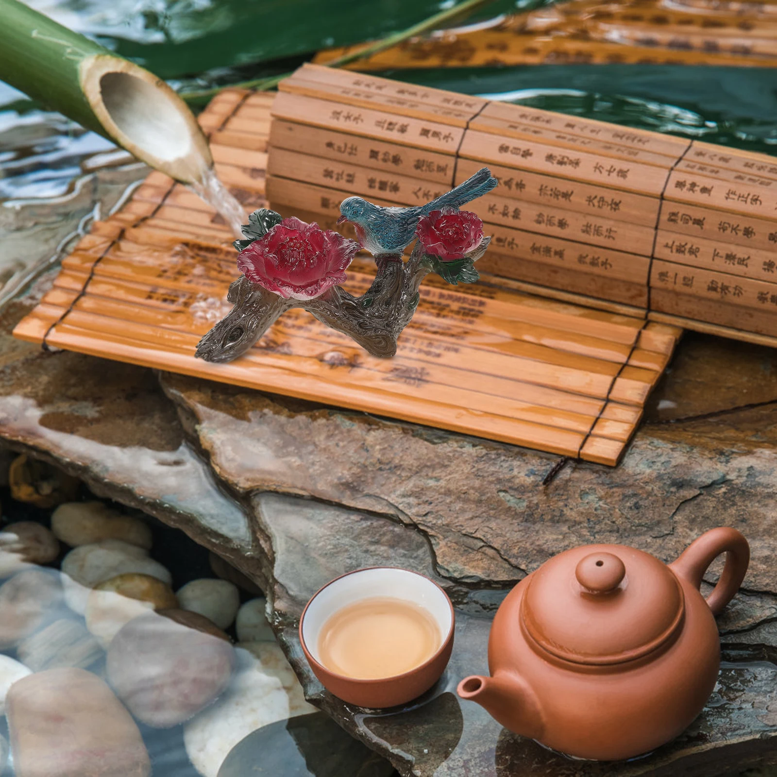 

Resin Color Changing Hummingbird Tea Pet Decorative Birds Tea Table Accessories Home Decor Garden Outdoor Statues