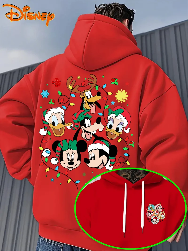 سويت شيرت رجالي بقلنسوة مع بلوفر بنمط كرتوني لعيد الميلاد، تصميم جيب أمامي، سويت شيرت بقلنسوة مناسب للارتداء الكاجوال #2