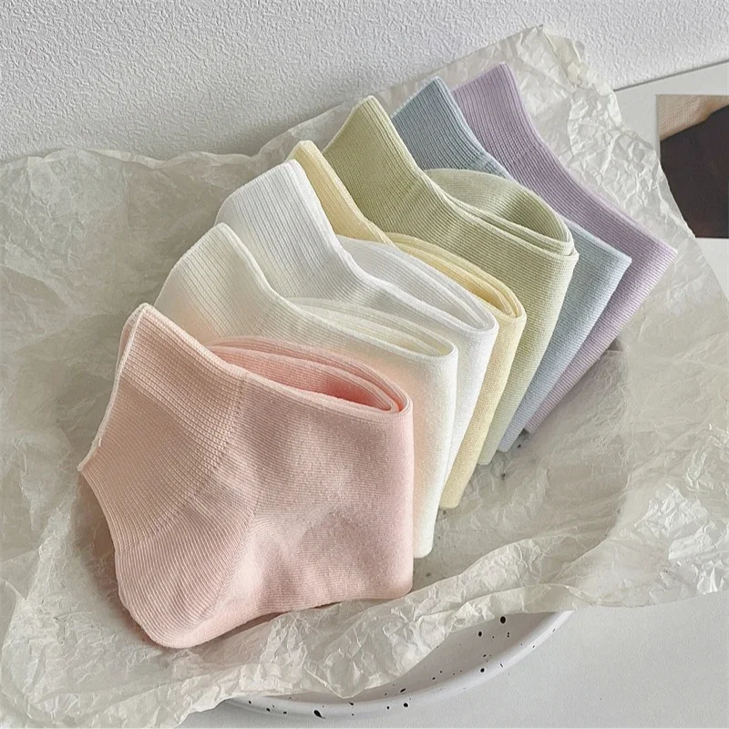 3 Paar kurze Damensocken in Bonbonfarben, Sommer-Neuheit, schlichte Baumwollsocken-Set, atmungsaktiv, lässig, bequem, weich, bunte Socken für Damen