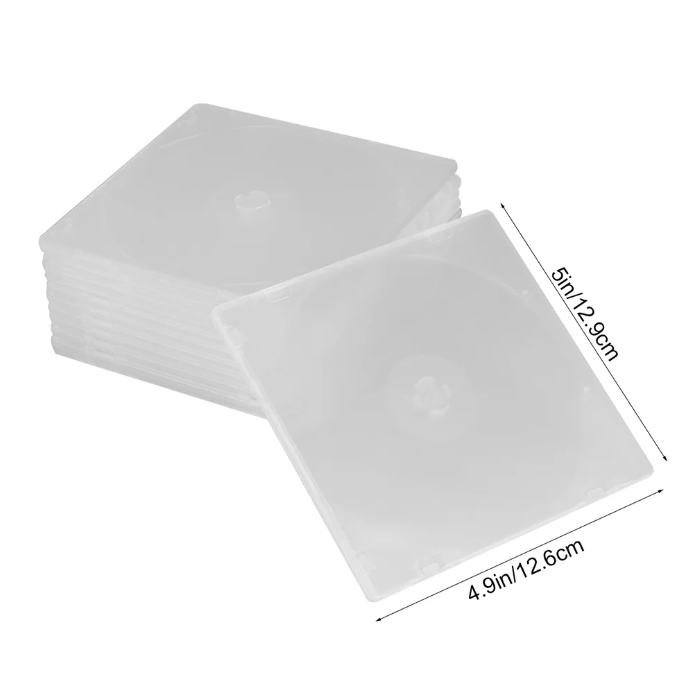 20pcs Ultra Slim CD Case Clear Portable DVD Storage Container Organizer Box Multiple Function Plastic Home Cinema Use