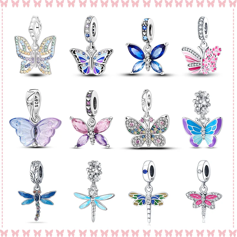 

Original 925 Sterling Silver Color Butterfly / Dragonfly Charm Suitable Pandora Charm Bracelet Beaded Bracelet DIY Making Gift