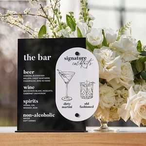Personalized wedding signature cocktails, black acrylic signal, his and her, the bar menu, the bar, sign, and hers 8 Main Sales Menu Menu - №5