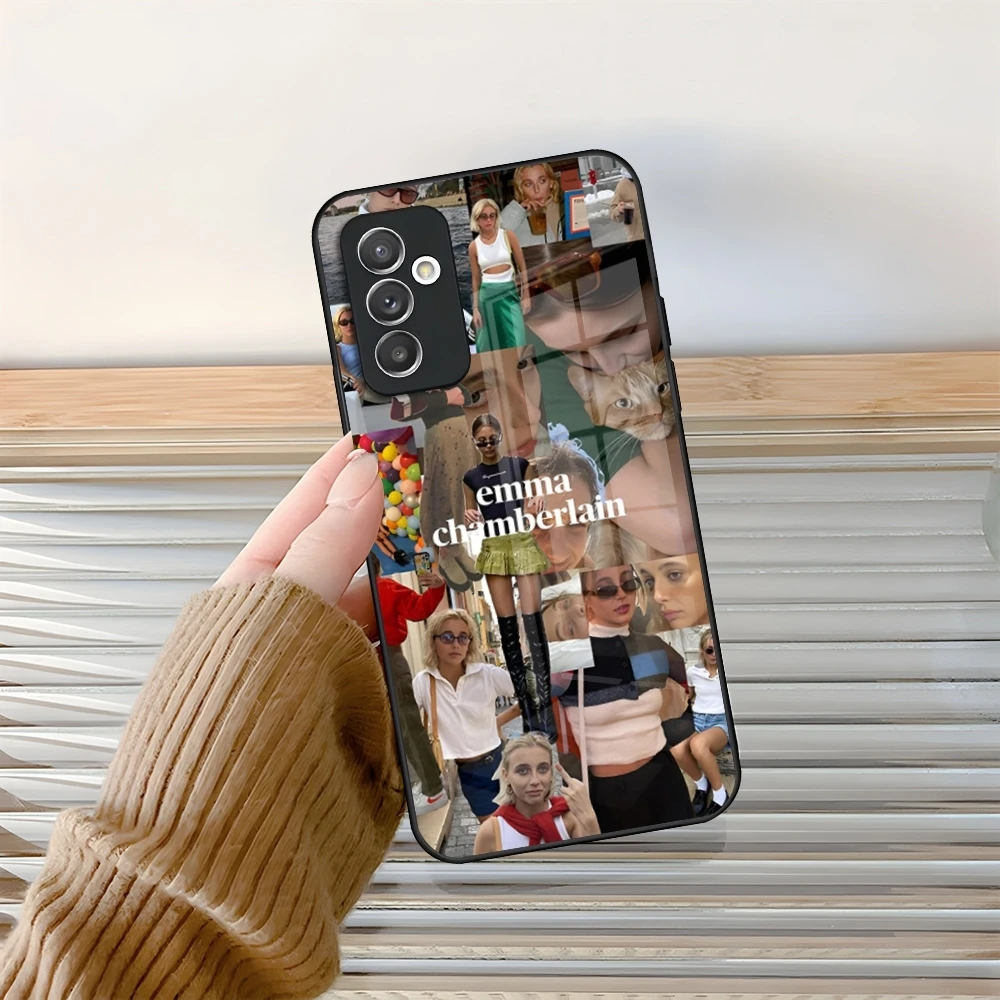 EmmaS ChamberlainS جراب هاتف زجاجي لهاتف سامسونج جالاكسي S24 S25 S21 S22 S20 S23 Ultra Fe Plus A34 A54 A24 A16 A52 M54