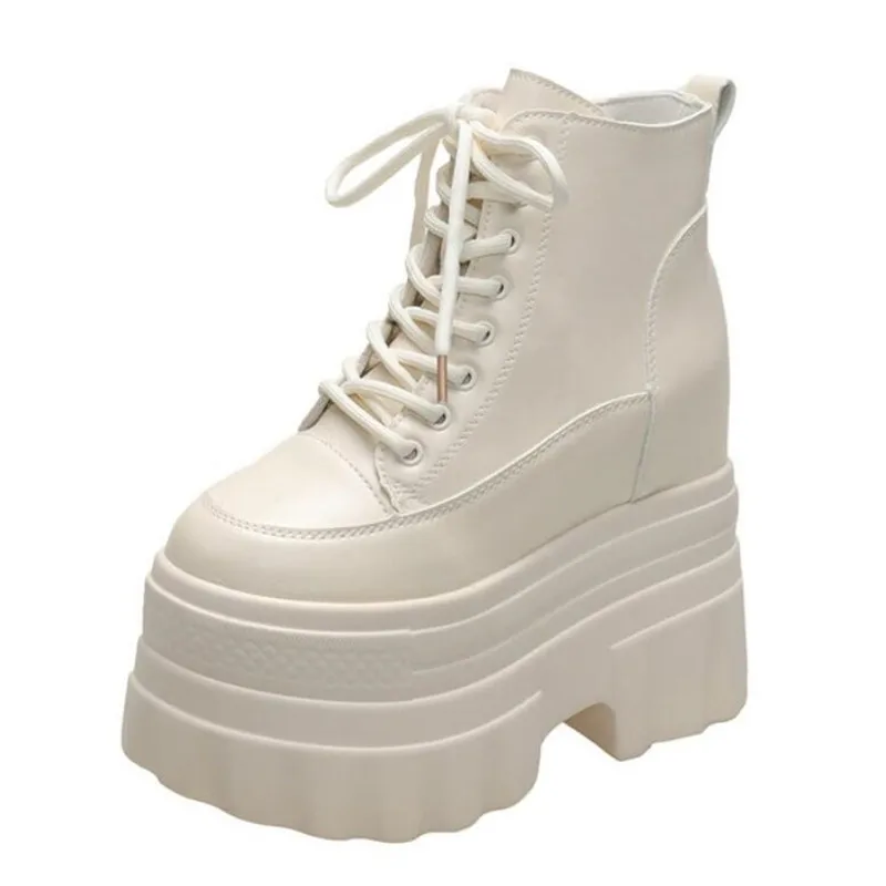 Super High Platform Ankle Boots for Women Punk Thick Bottom Shoes Height Increasing Women's Boots Autumn Botines Bottes Femmes