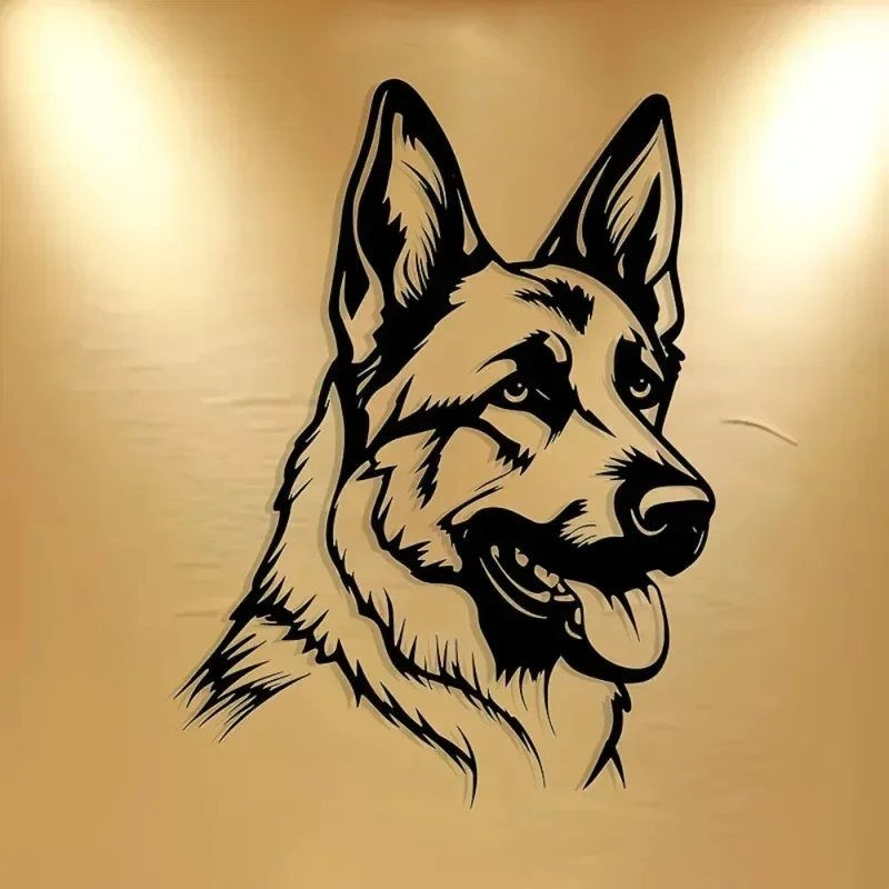 Hand-Forged K9 German Shepherd Silhouette Powder Coated Steel Wall Art Police Memorial Decor