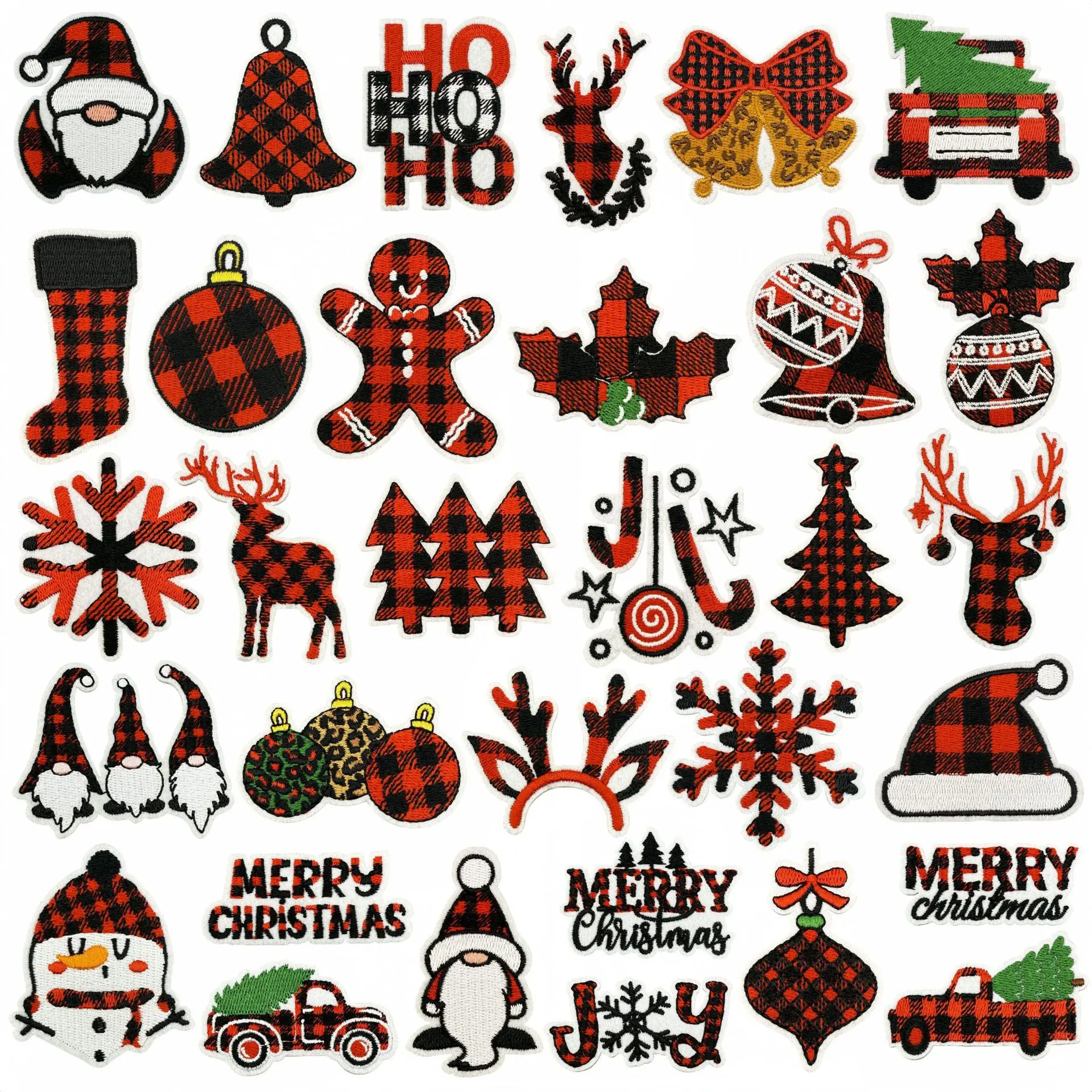 

32pcs Random Self Adhesive Christmas Patches Xmas Embroidered Sew Applique Repair Patch Sweater Stocking DIY Crafts for Clothing
