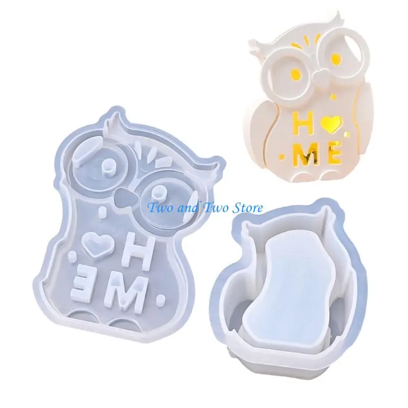 

HX6F Reusable Owl Silicone Mold With Artistic Cutout Hollow Design Owl Mold For Epoxy Cement Plaster Crafts