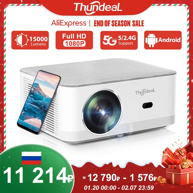 ThundeaL TD92 Pro Full HD Projector Portable Home Theater for 2K 4K 1080P Video Android WIFI Phone TD92Pro Beam Projector Cinema