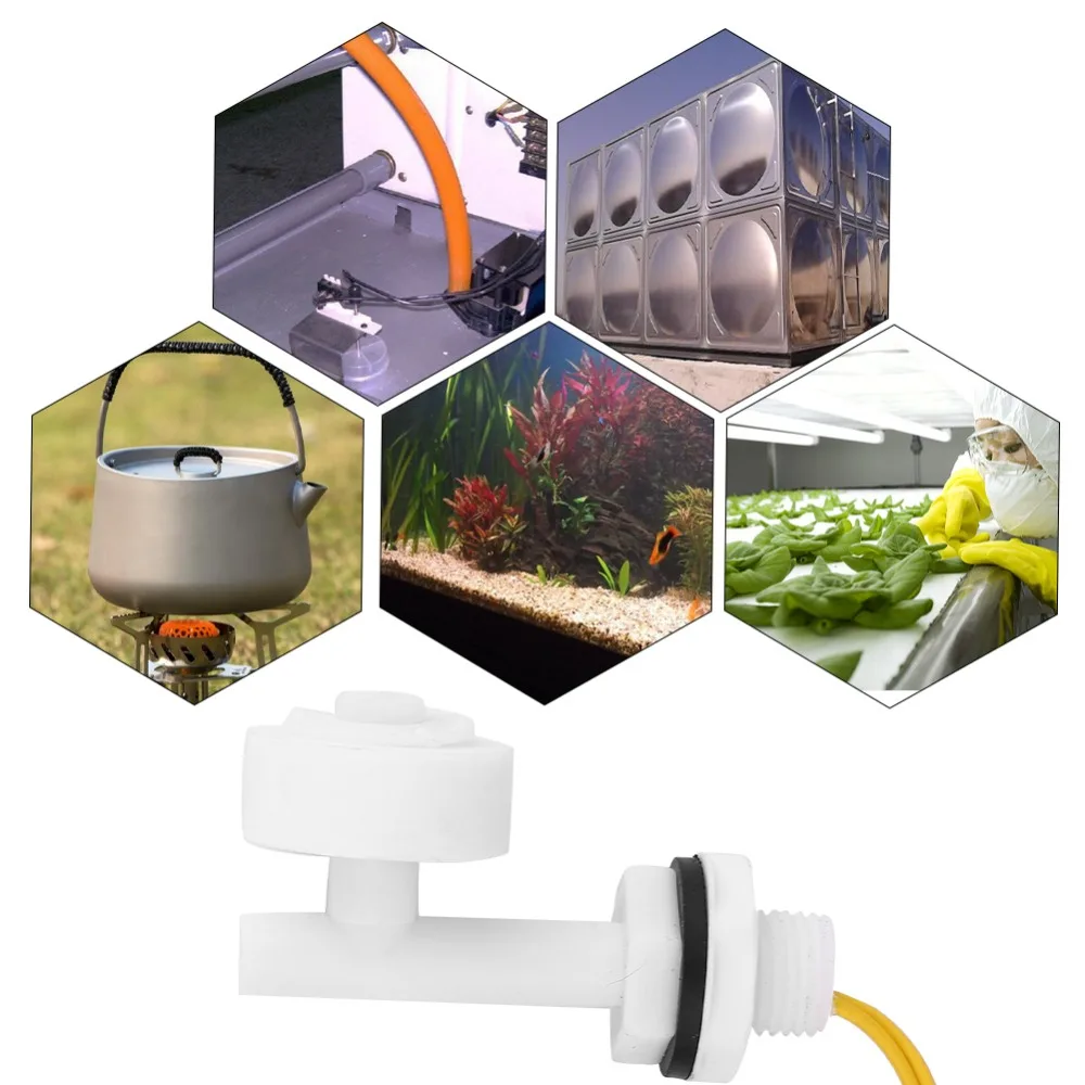 DC220V Water Level Sensor Side-mounted White PP Float Switch High Sensitivity 50W Liquid Level Controller Swimming Pool