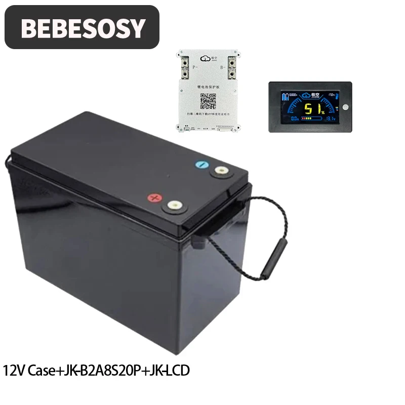 Case 12V 280AH DIY Batterij Case Draagbare Batterij Box 230AH 4S Optioneel 200A BMS 2A Actieve Balans TFT LCD Tape Bolt Voor RV