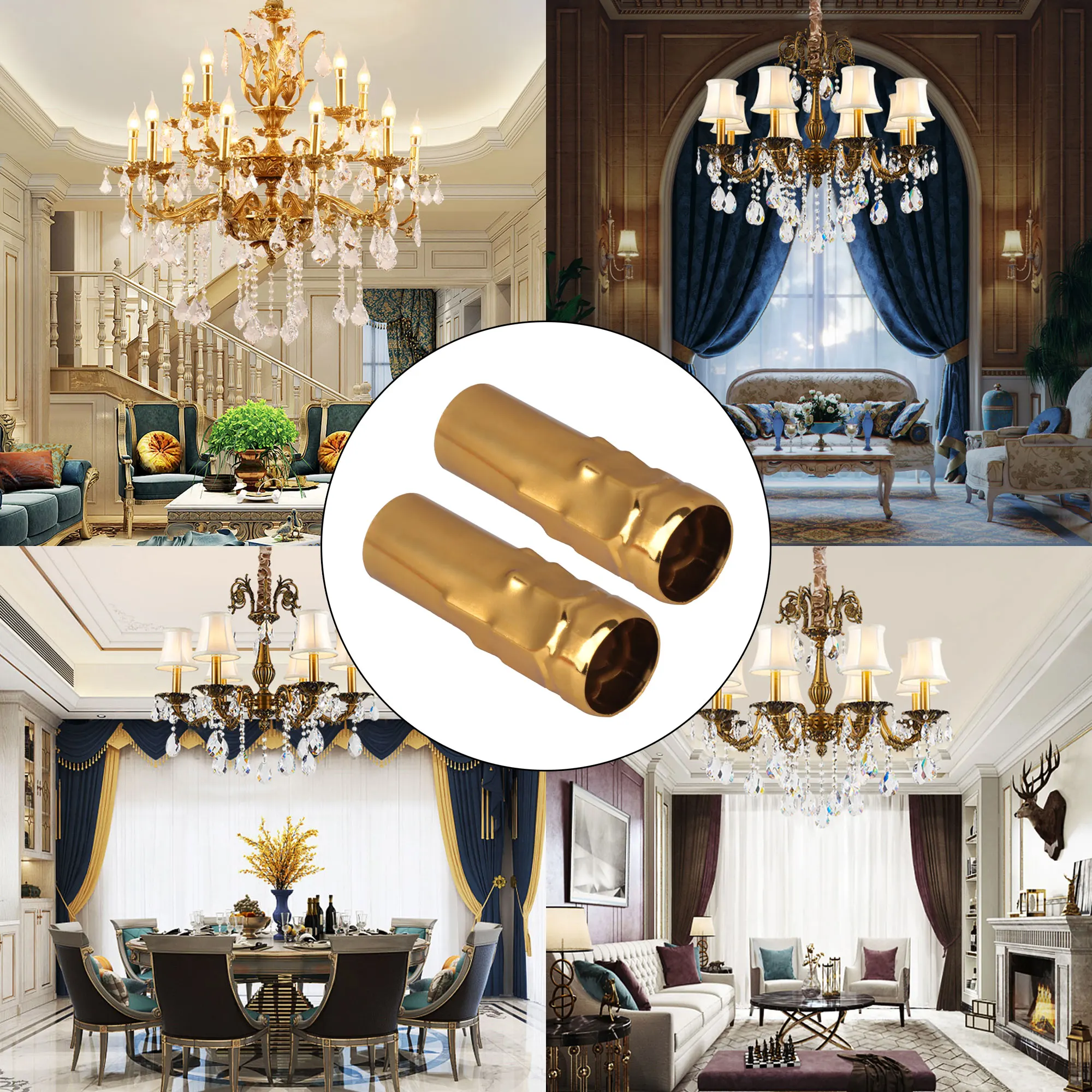 25mm Dia Golden Chandelier Cover Candle Socket Cover Sleeves Set of 6