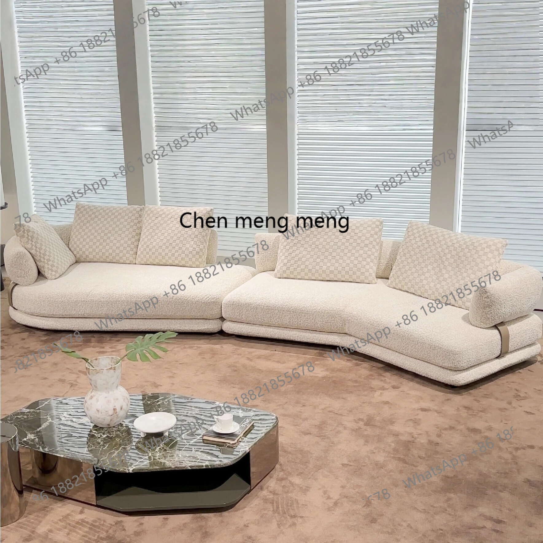 

Italian light luxury curved sofa living room club exhibition hall reception sofa modern simple special-shaped sofa