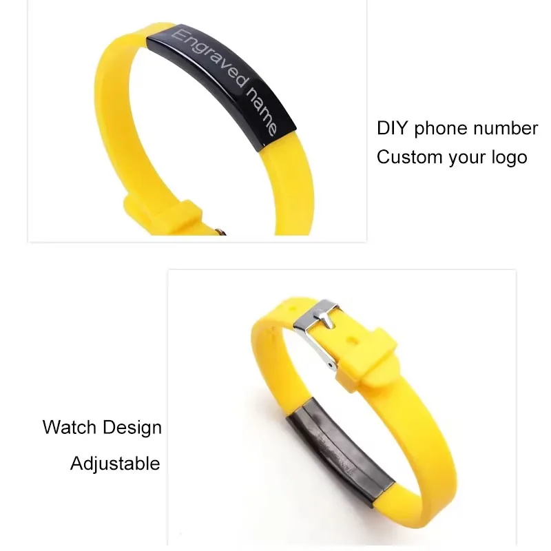 Custom Stainless Steel ID Bracelets, Emergency Name Bands