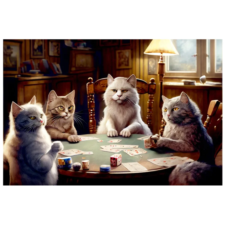 

Diamond Painting DIY Kitty Poker Party Drill Embroidery Animal Cross Stitch Kit Diamond Mosaic Rhinestone Picture Handmade Gift