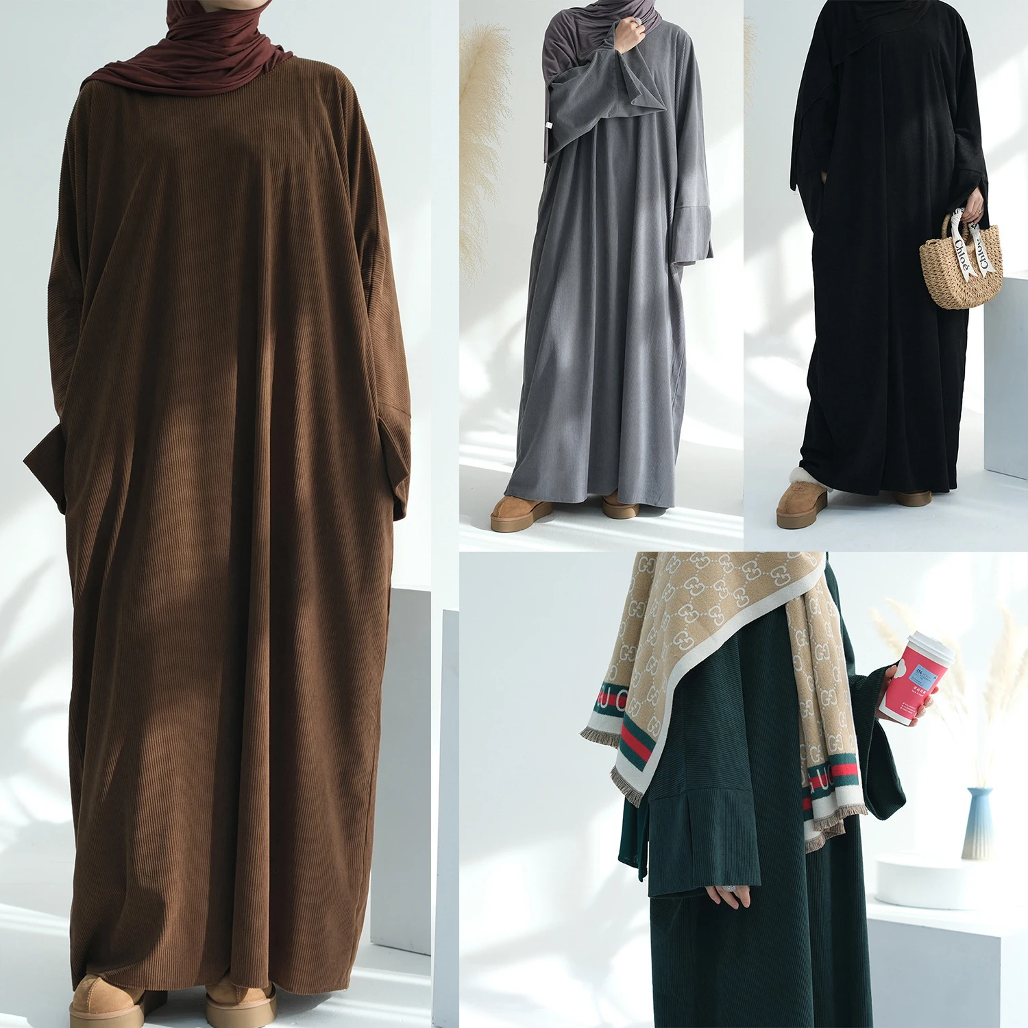 

UNI Dubai Fashion Мусульманская Абая с разрезами на манжетах Идеально подходит для особых случаев на Рамадан и Ближний Восток Осенне-зимняя одежда