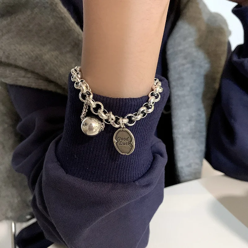 Vintage Dicke Ketten-Armbänder für Frauen Mode Perlen-Herz-Charm Strang-Armband Punk Ästhetischer Schmuck Party-Geschenk – Detail 3