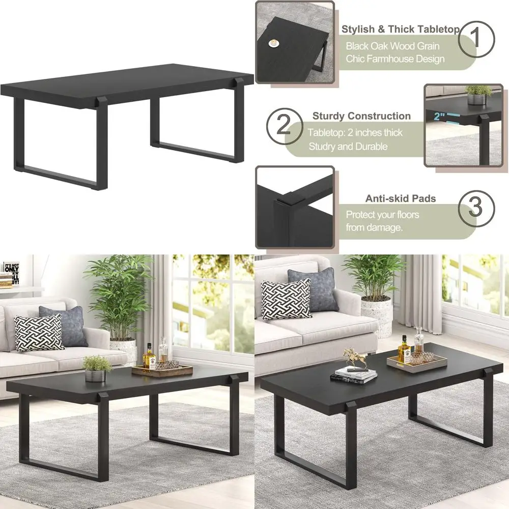 

Industrial-Style Wooden and Metal Center Table, 47 for Cocktails and Living Spaces