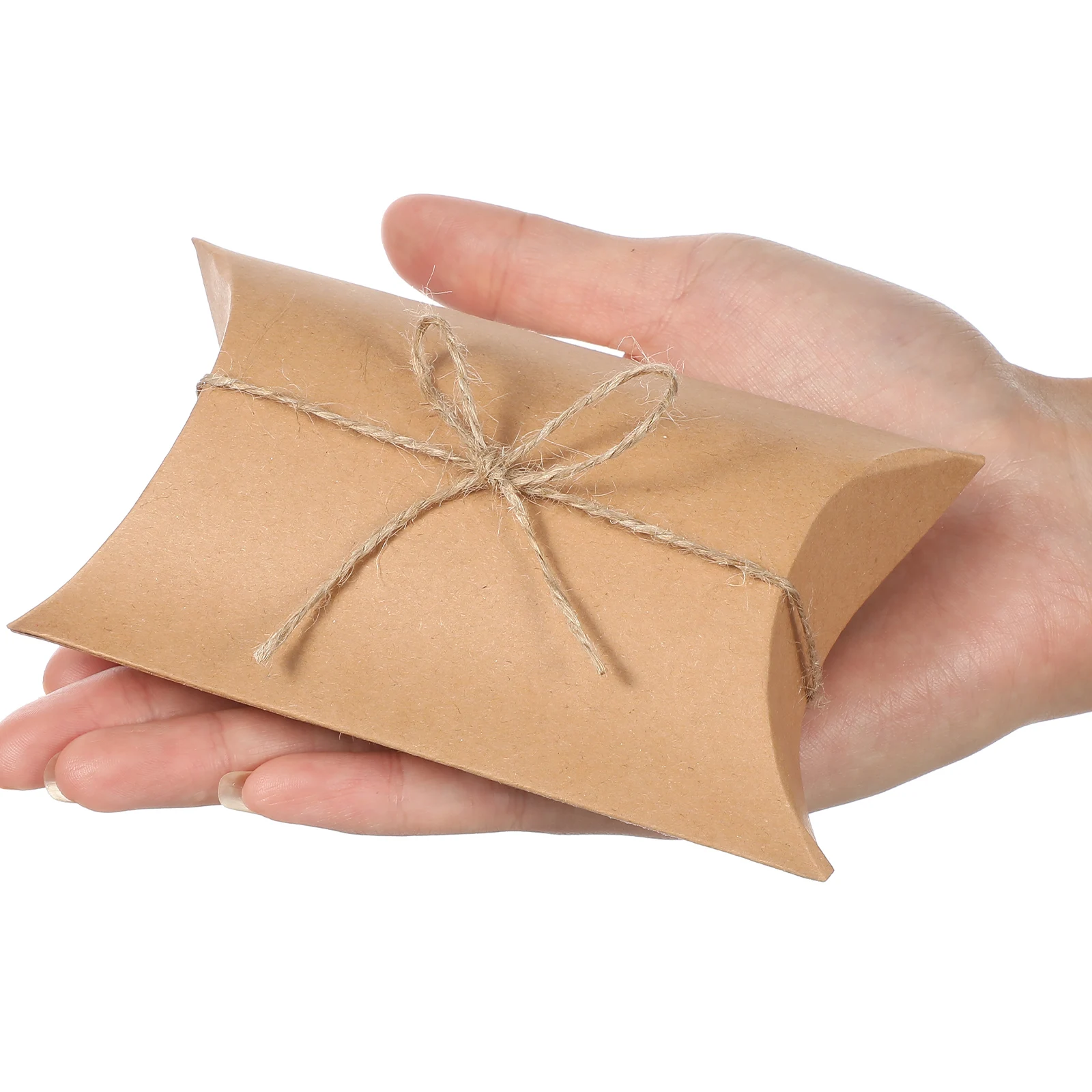 

50 Pcs Pillow Boxes Kraft Paper Elegant Decorative String Chocolate Packaging Wedding Favors Candy Boxes Sugar Treat