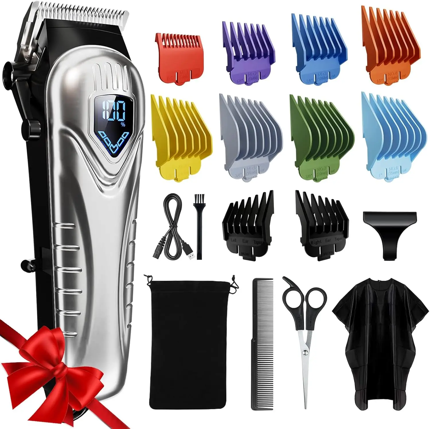 Sweker Hair Clippers Cordless Hair Cutting Kit with 10 Color Combs Beard Trimmer Barber Hair Clippers Set with Scissors Cape