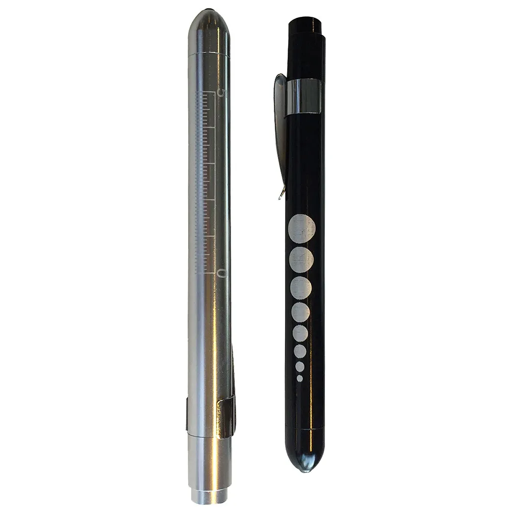 2Pcs Pupil Gauge LED Pen Light Compact Sturdy Aluminum Alloy for Nurse Doctor Throat Ear Nose Exam Portable