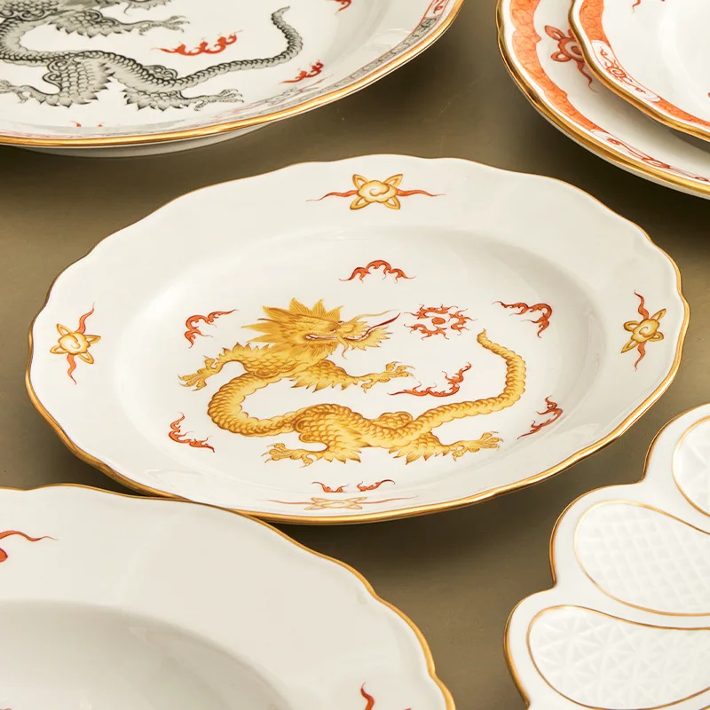 European home tableware tableware for dining plates, Western dining plates are purely hand-painted