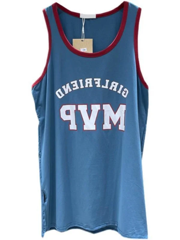 

American Retro Letter Vest Extra Large Svel Casual Loose Sports Sle T-irt Top 300 Pou Summer Women's Wear
