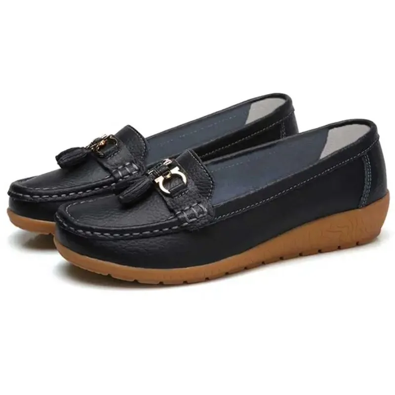 

Flats Zapatos Mujer Comfortable Flat Women White Casual Leather Women's Footwear Women Nurse Loafers Shoes Classics